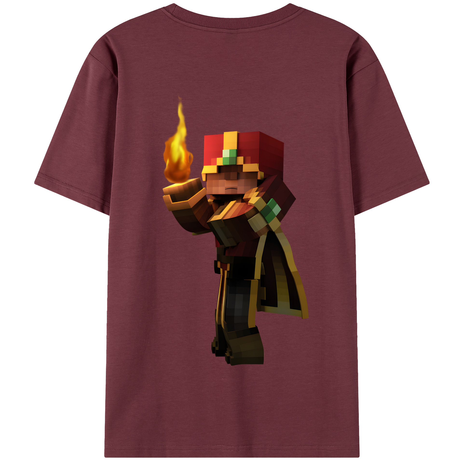（画像用） マインクラフト ブロックの世界 Minecraft MC Block world 綿100％半袖Tシャツ（背面プリント）